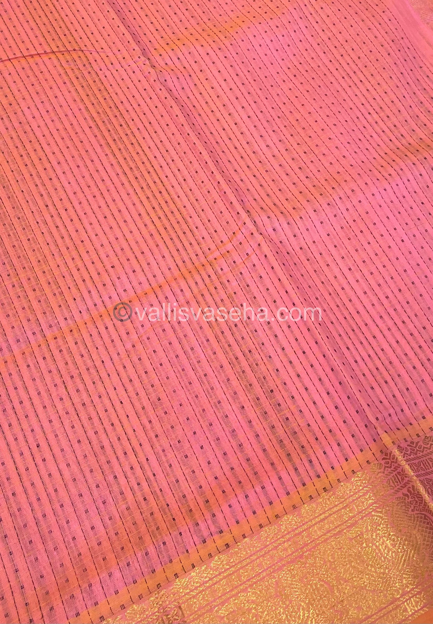 Pure Silk Cotton Saree - Light Peach With Pink Shade - Lakshadeepam Design - VVPLD001
