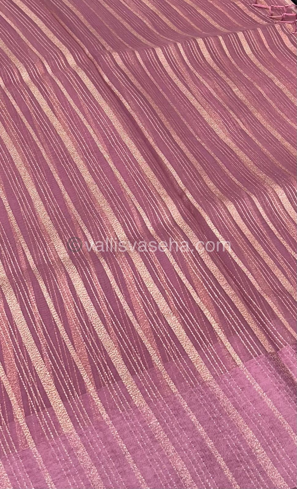 Organza Saree - Pinkish Purple (Light Onion Shade)- VVOS001