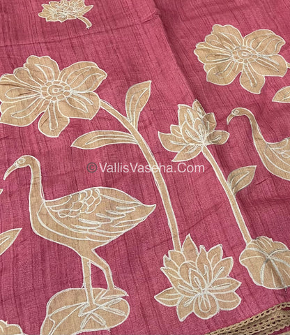 Semi Raw Silk with embroidery work - VVSRS001