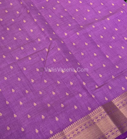 Semi Tussar Silk - Grand Pallu Lavander Shade - VVSTS023