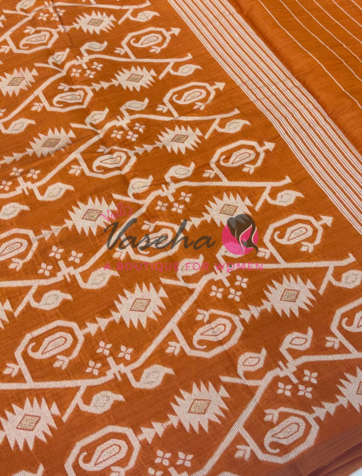Semi Gicha Tussar Silk - Orange Shade - VVGTS002