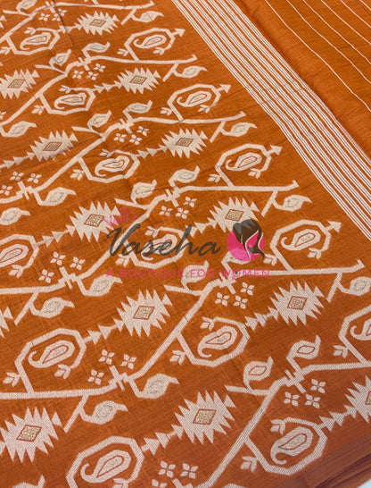 Semi Gicha Tussar Silk - Orange Shade - VVGTS002