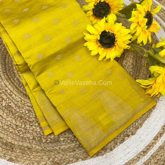Semi Tussar Silk Saree - Yellow shade - VVSTS010