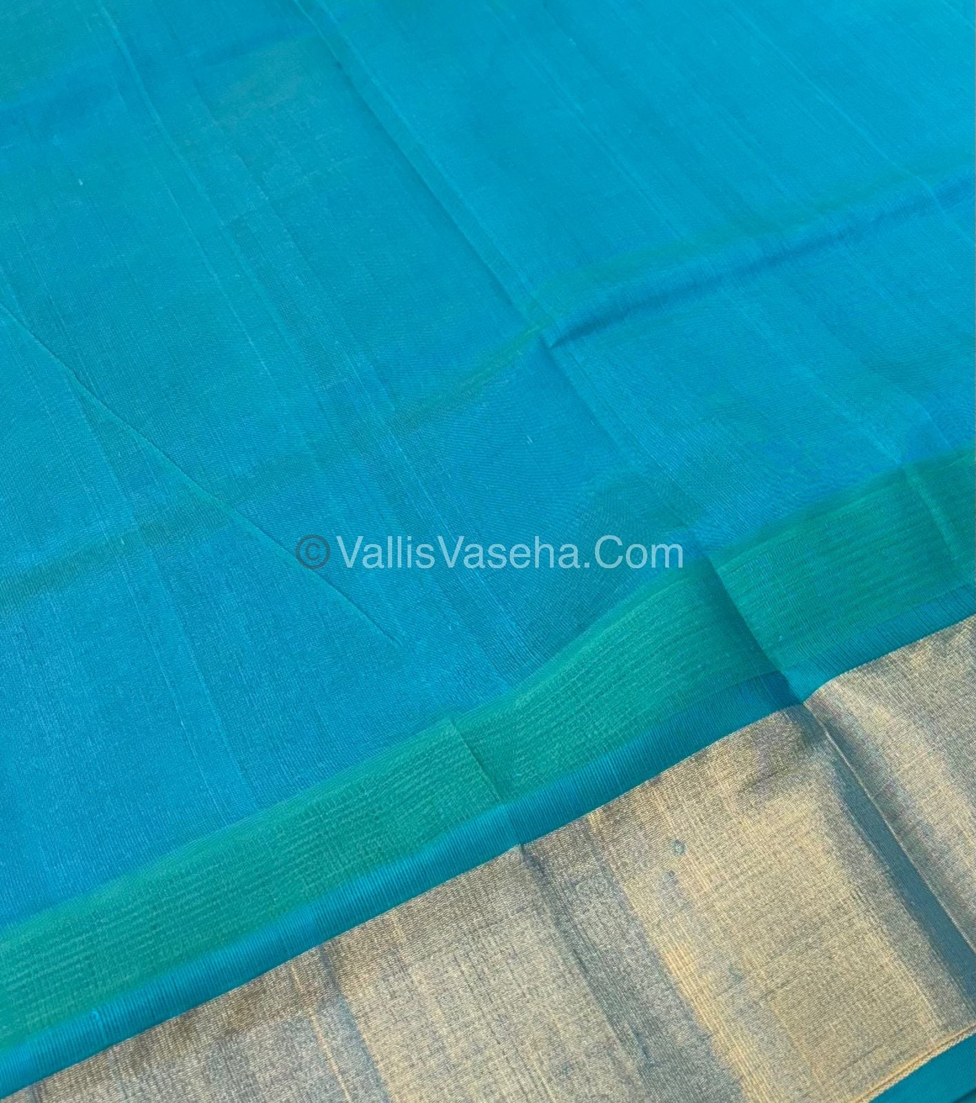 Pure Korvai Silk Cotton Saree - Lavender With Blue Shade Temple border - VVKSC001