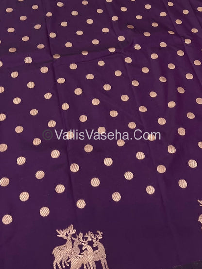 Semi Soft Silk - Deer Butta Border - Purple Shade -VVSSS017
