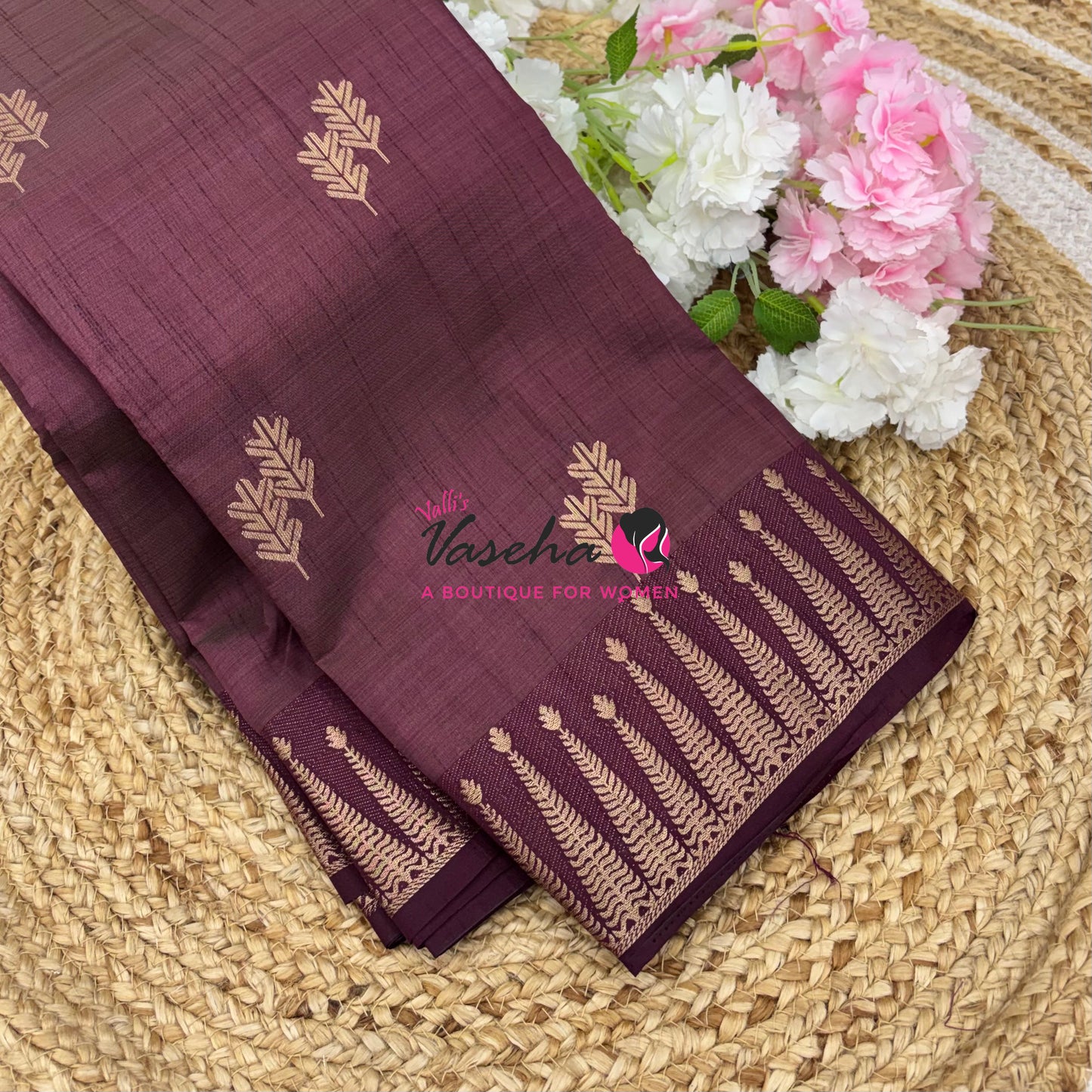 Semi Tussar Silk Saree | Wine Shade |VVSTS050