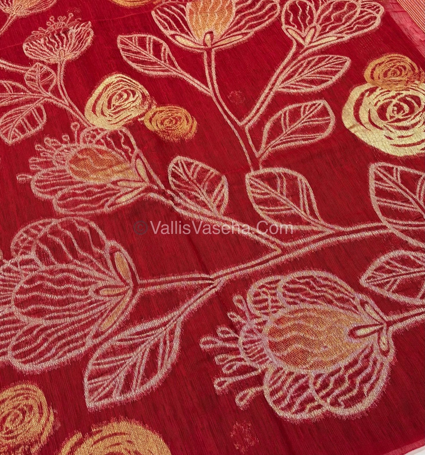 Linen Mixed Jute Silk Saree - Red Shade - VVLMJ002