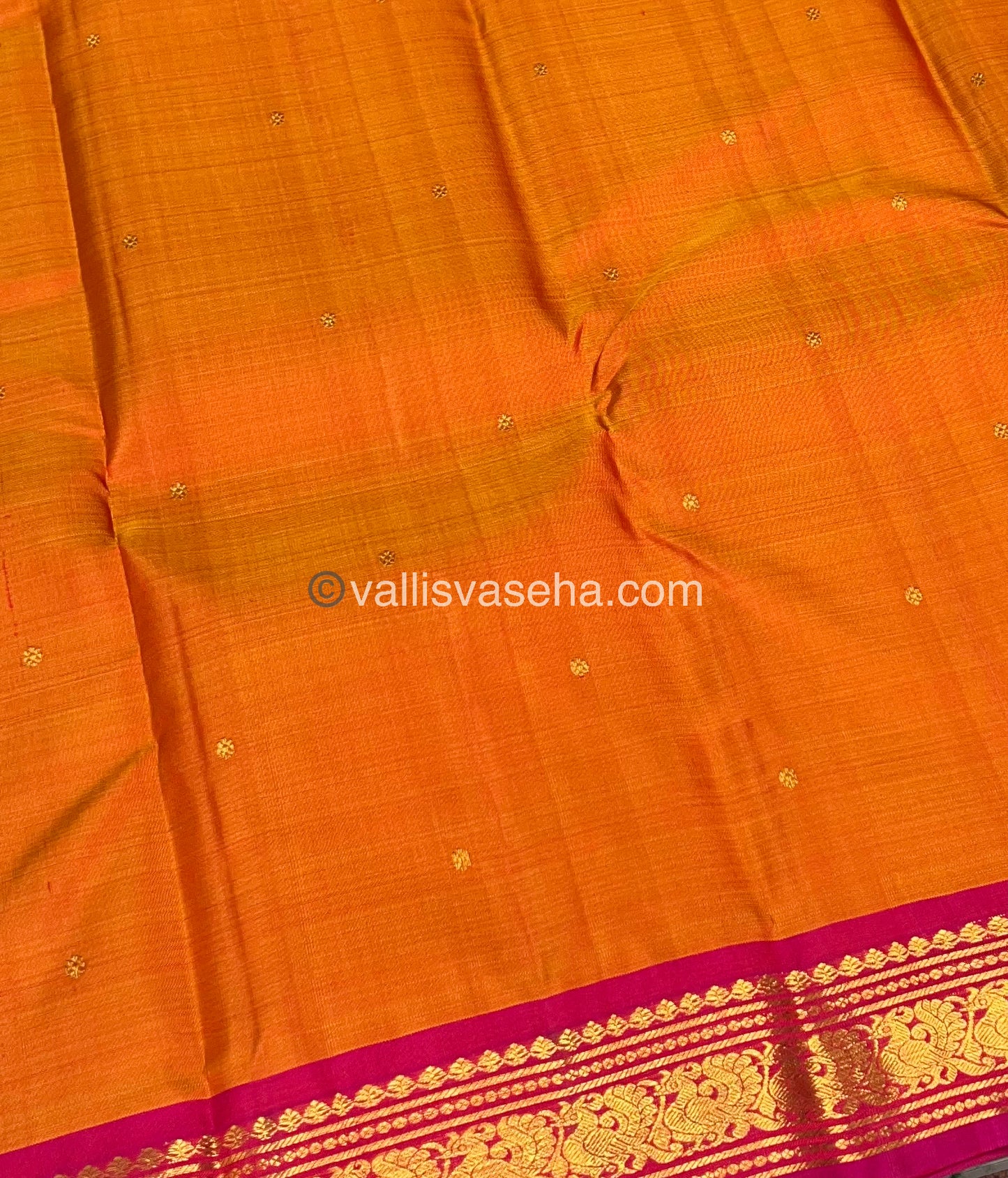 Pure Kanchipuram Silk Saree - Orange & Pink Shade  - VVPS022