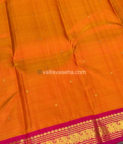 Pure Kanchipuram Silk Saree - Orange & Pink Shade  - VVPS022