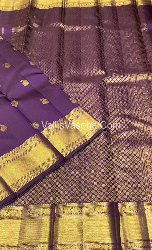 Pure Kanchipuram Silk Saree - Purple Shade - VVPS014