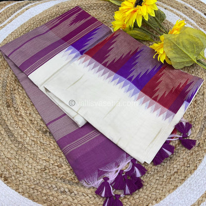 Semi Raw Silk - Half White with purple Shade - VVRS002