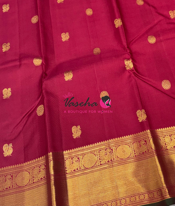Pure Kanchipuram Silk Saree - Maroon Shade  - VVPS067