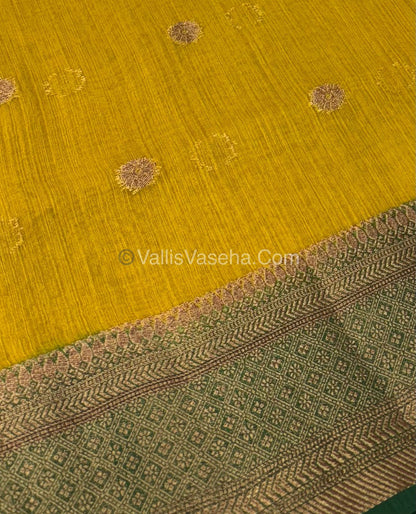 Bamboo Silk Saree  - Venthayam Green with Green Shade - VVBSS001