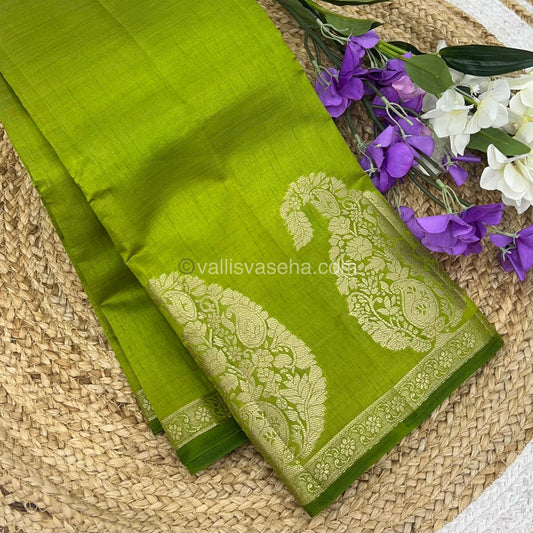 Semi Tussar Silk - Mehendi Green Shade - VVSTS002