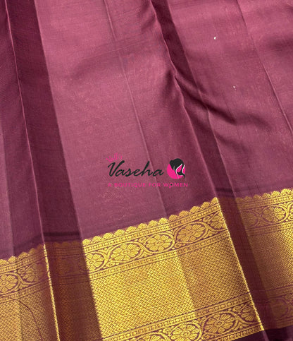 Pure Kanchipuram Silk Saree - Vairavoosi Design  - Brown Shade - VVPS059