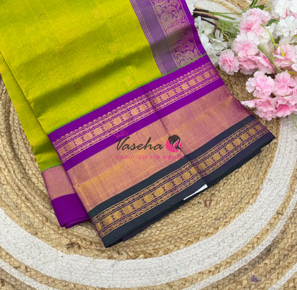 Pure Korvai Silk Cotton With Retta Petta Ganga Jamuna Border - VVKSC011