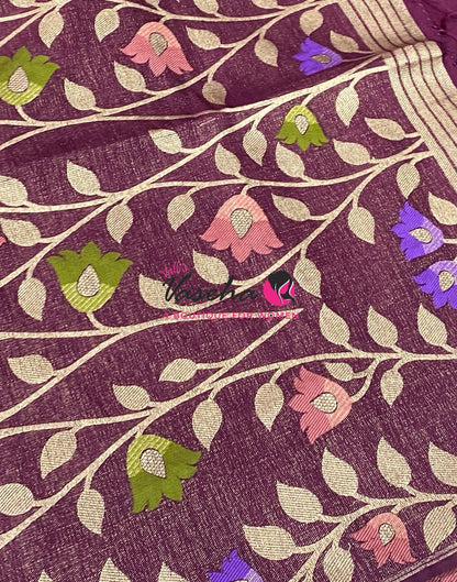 Banarasi - Heritage Meenakari Silk  - Wine Shade - VVBHS012