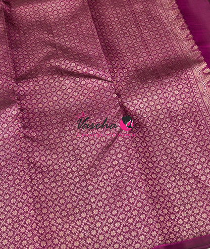 Pure Kanchipuram Silk Saree - Purplish Pink Shade - VVPS054