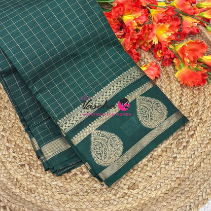 Semi Tussar Silk Saree | Green Shade |VVSTS061