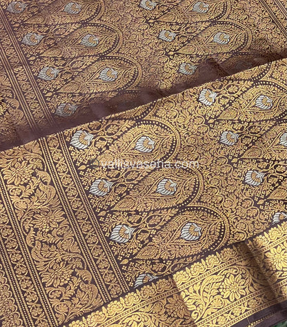 Pure Soft Silk Saree - Kanchi Border -  Brown Shade - VVPSS046