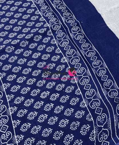 Pure Soft Mul Mul Cotton Sarees - Hand Block Prints - VVMMC011
