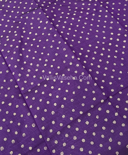 South Mixed Cotton - Mirror Work Embroidery - Cream with Purple - VVPCM002