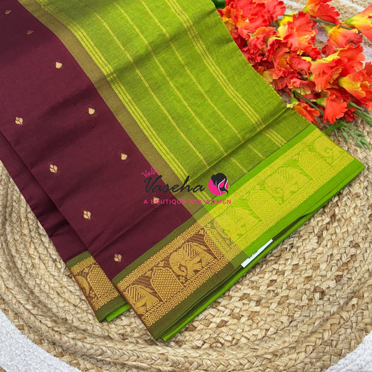 Semi Silk Cotton Saree | Small Leaf Butta Design |VVSSC010