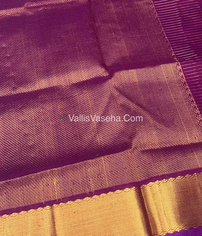 Pure Silk Cotton Saree - Mayil & Chakkaram Design - Light Blue With Purplish Wine Combo - VVMC002