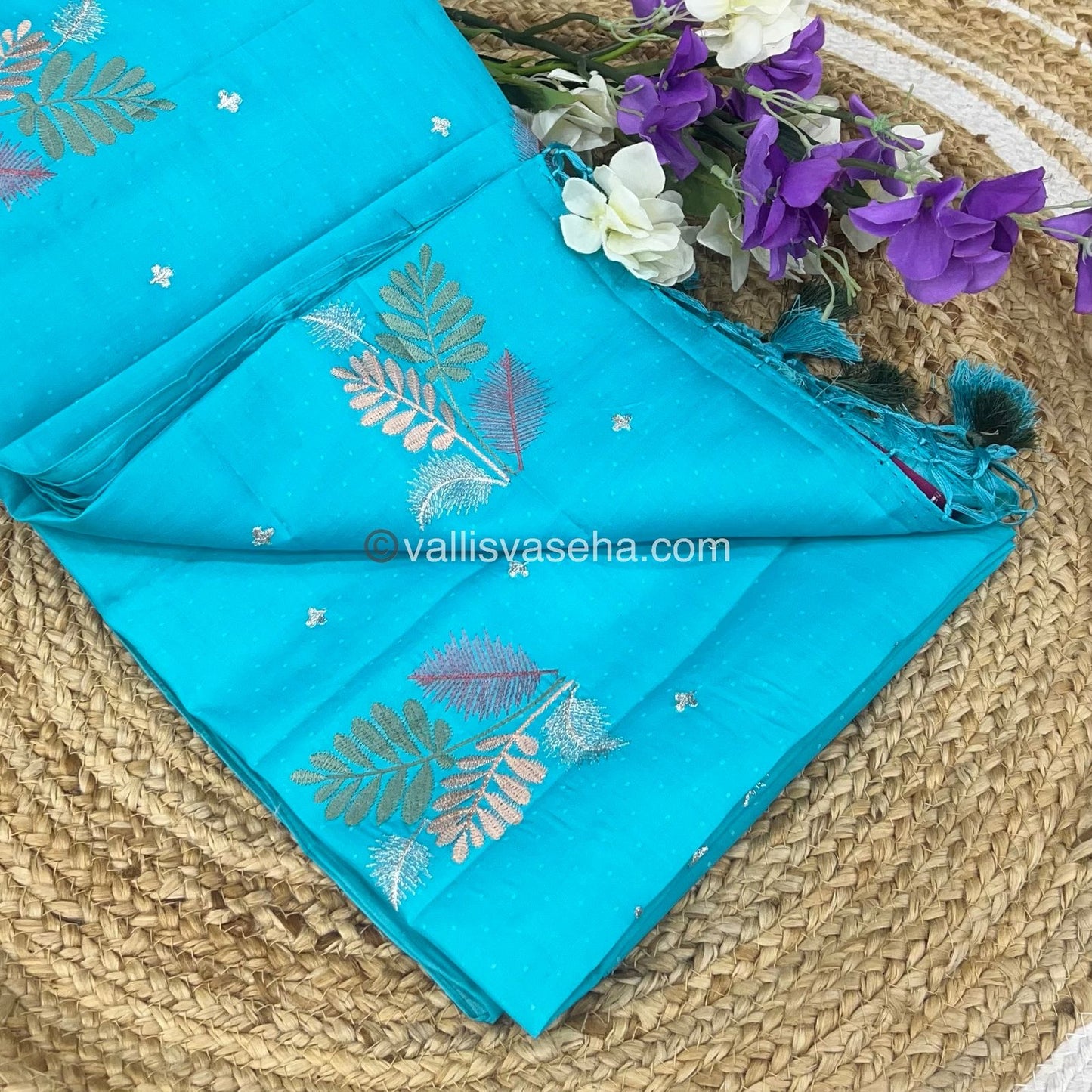 Butter Silk  - Leaf Butta - Blue & Pink Combo - VVBS001
