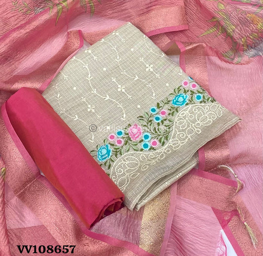 Salwar Material - Embroidered - Tissue Linen Material - VVUSM001