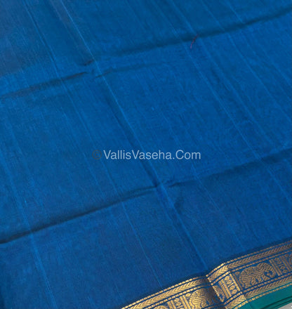 Pure Silk Cotton Saree - Retta Mayil Design - Blue Shade - VVRMS001