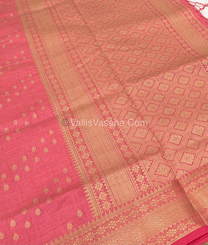 Semi Tussar Silk - Grand Pallu  - Peach Shade - VVSTS017