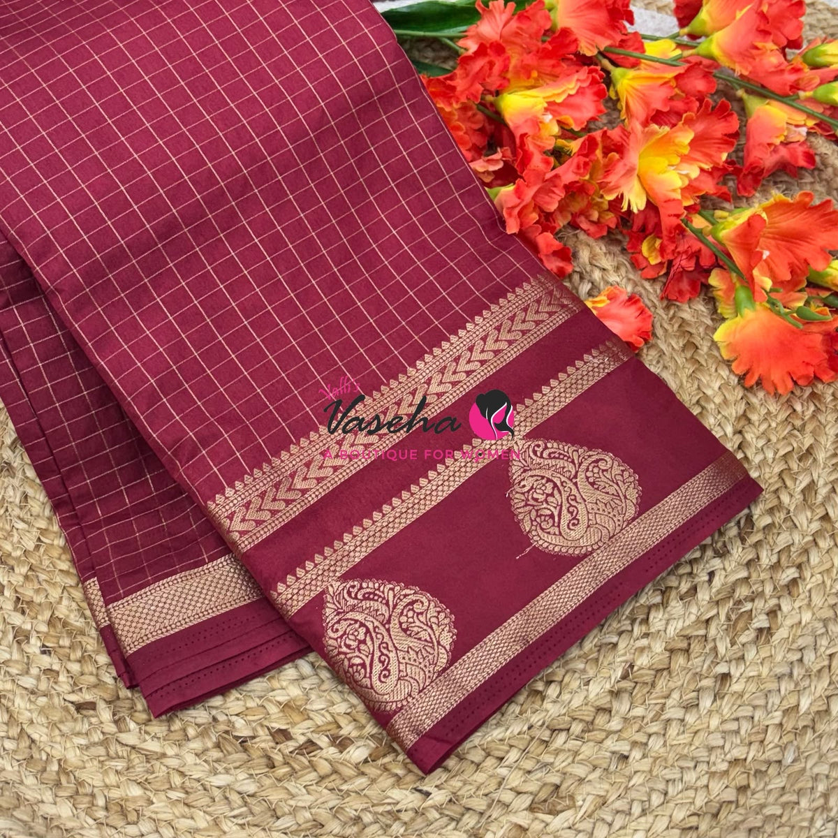 Semi Tussar Silk Saree | Maroon Shade |VVSTS061