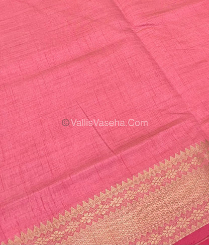 Semi Tussar Silk - Grand Pallu  - Peach Shade - VVSTS017