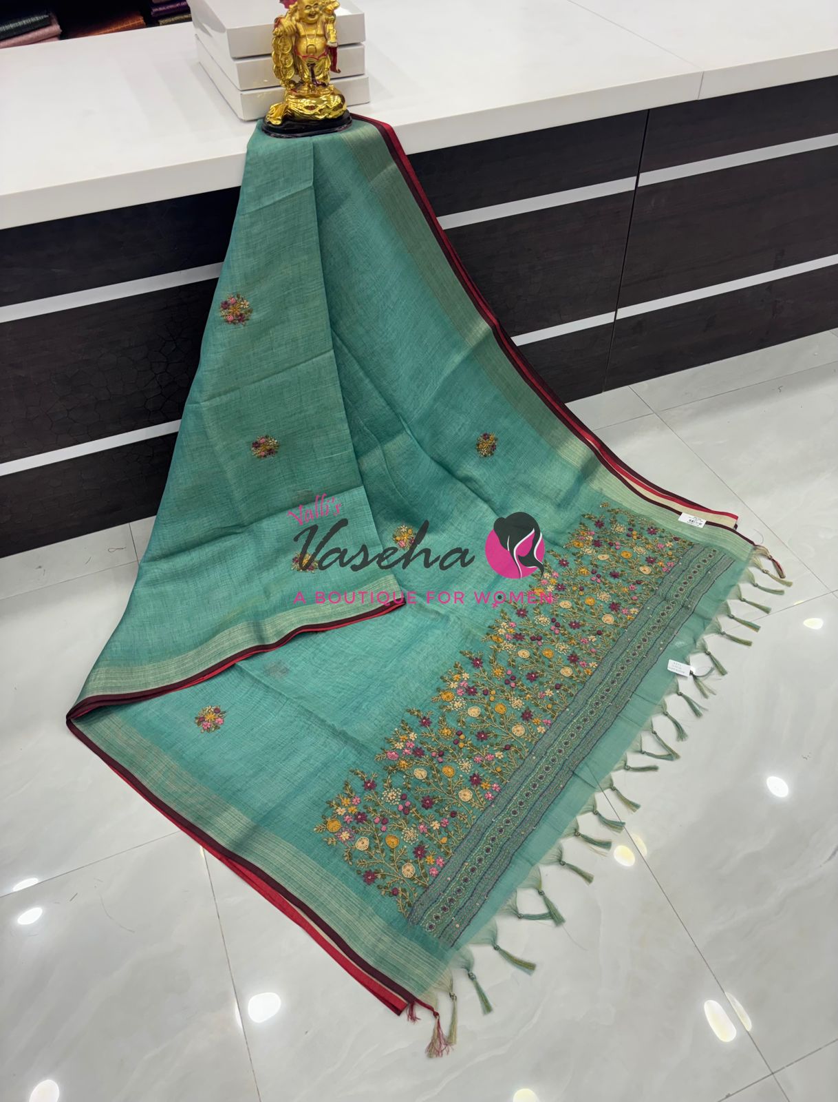 French Knot - Tissue Saree - Blue Shade - VVLFN014