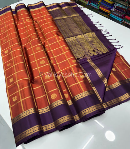 Pure Soft Silk Saree - Retta Petta Border- Mayil & Chakkaram - VVPSS057