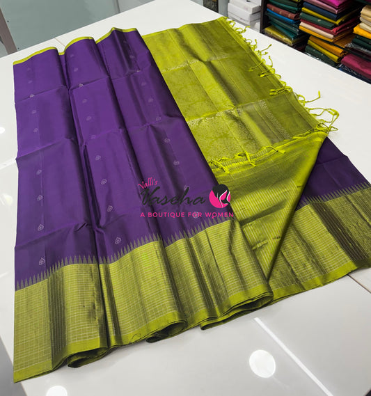 Pure Soft Silk Saree - Purple & Green Shade - VVPSS117