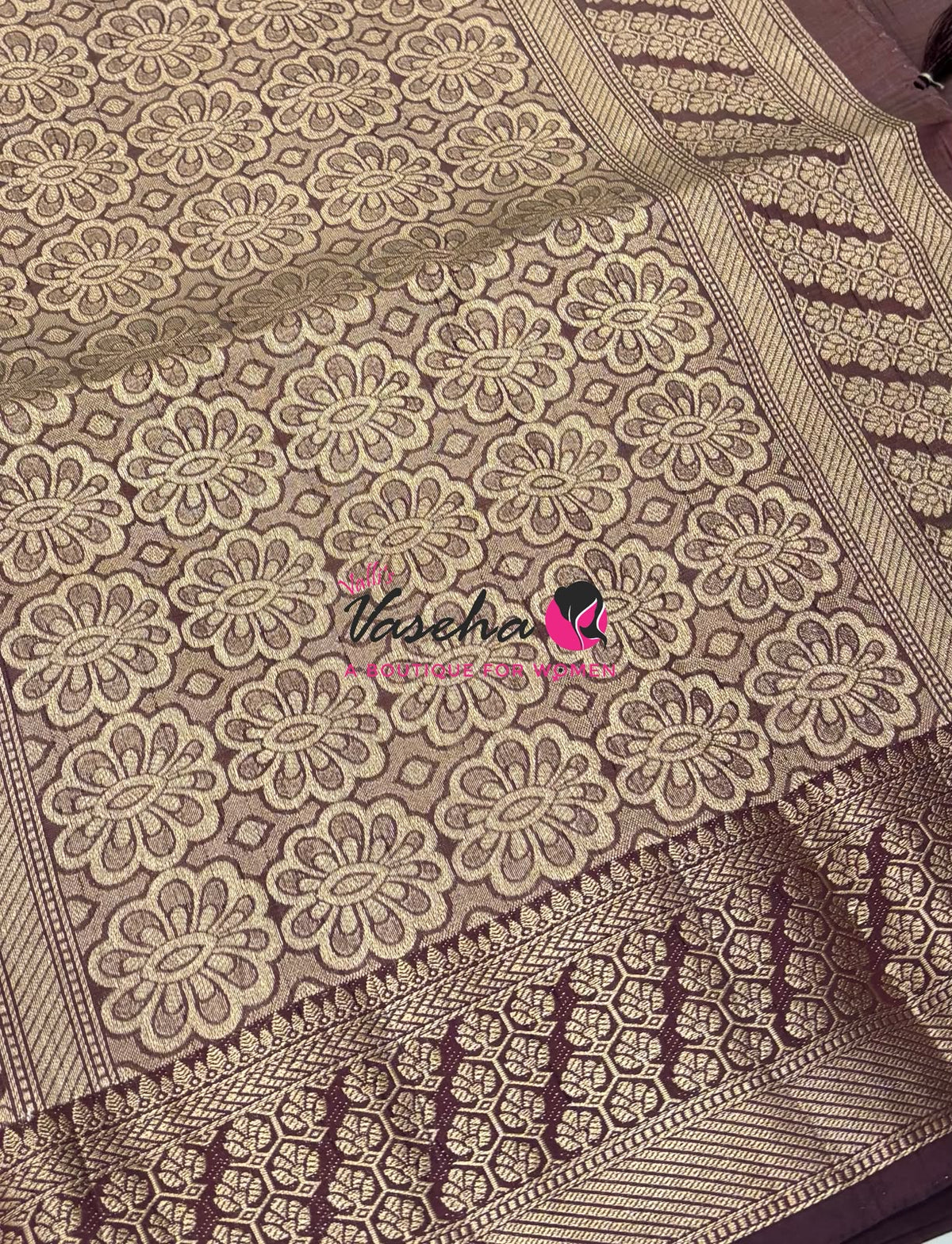 Semi Tussar Silk - Grand Pallu  - Brown Shade - VVSTS071