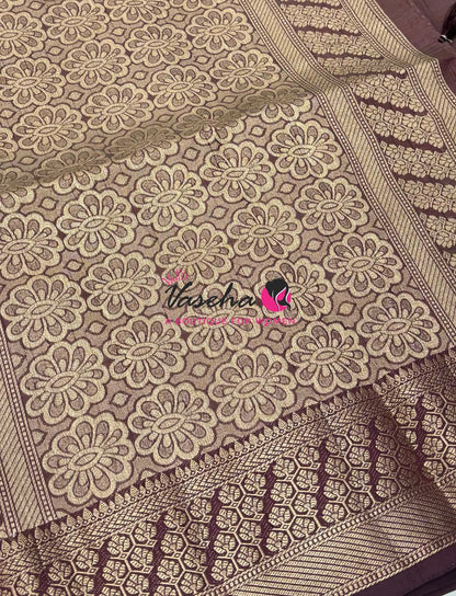 Semi Tussar Silk - Grand Pallu  - Brown Shade - VVSTS071