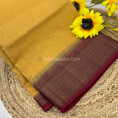 Bamboo Silk Saree - Cream  With Maroon Shade - VVBSS005