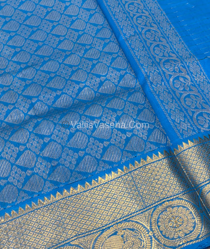 Pure Korvai Silk Cotton - Checks Pattern - Purple  With Blue Shade  - VVKSC033