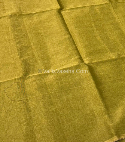 Pure Maheshwari Tissue Silk - Triple Tone Mehndi Green & Gold Shade - VVMTS001