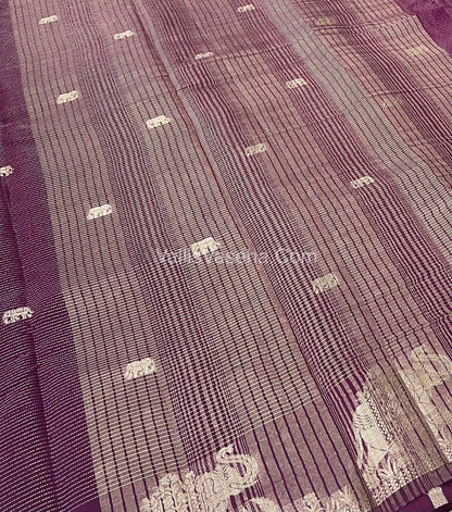 Semi Tussar Silk - Vairavoosi & Elephant Design -  Wine shade-VVSTS019