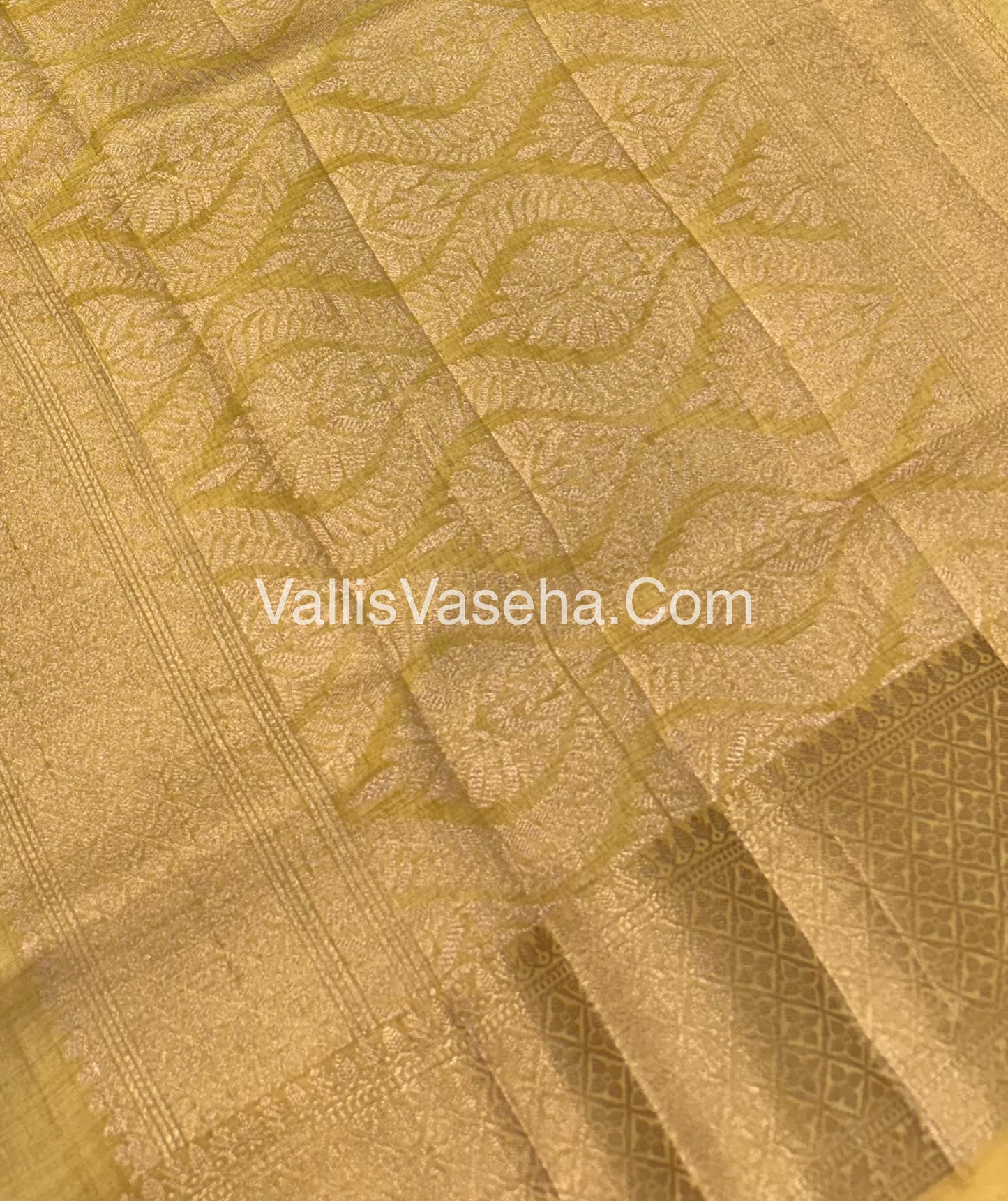 Semi Tussar Silk - Grand Pallu  - Cream Shade - VVSTS022