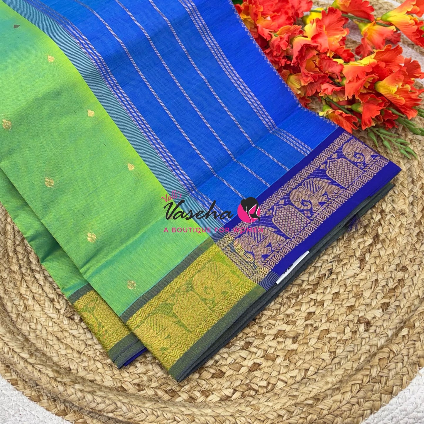 Semi Silk Cotton Saree | Small Leaf Butta Design |VVSSC010
