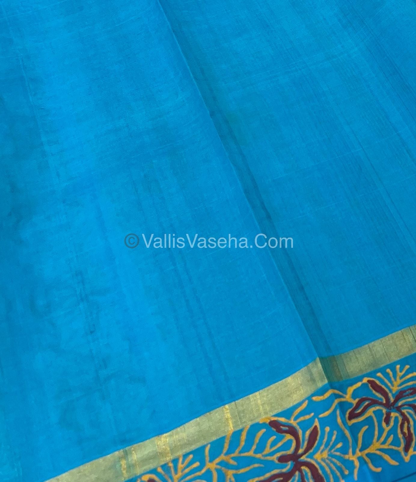 Pure Printed Silk Cotton Sarees - Maroon With Blue - VVPSC003