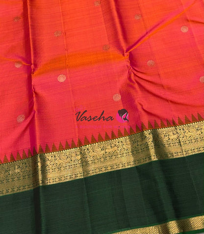 Pure Vintage Korvai Kanchipuram Silk Saree - Pink & Green Combo - VVPS047