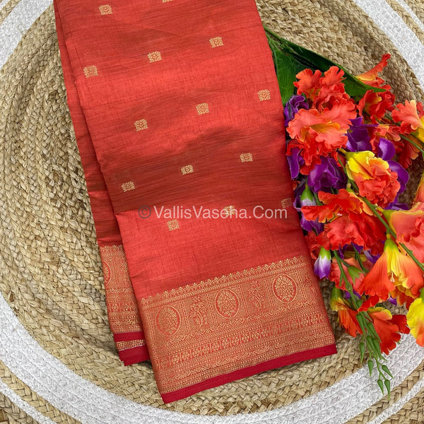 Semi Tussar Silk Saree |Orange shade |VVSTS045