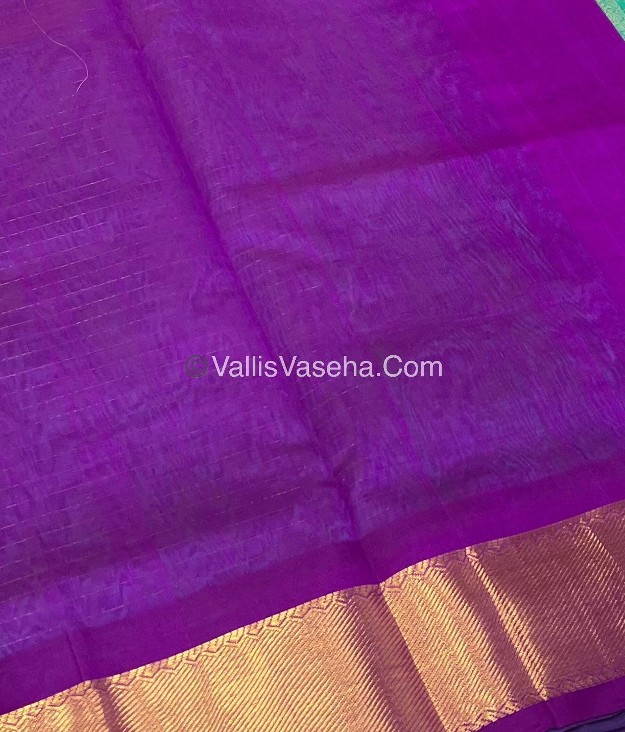 Pure Silk Cotton Saree - Mayil & Chakkaram Design - Blue With Purple Shade - VVMC002