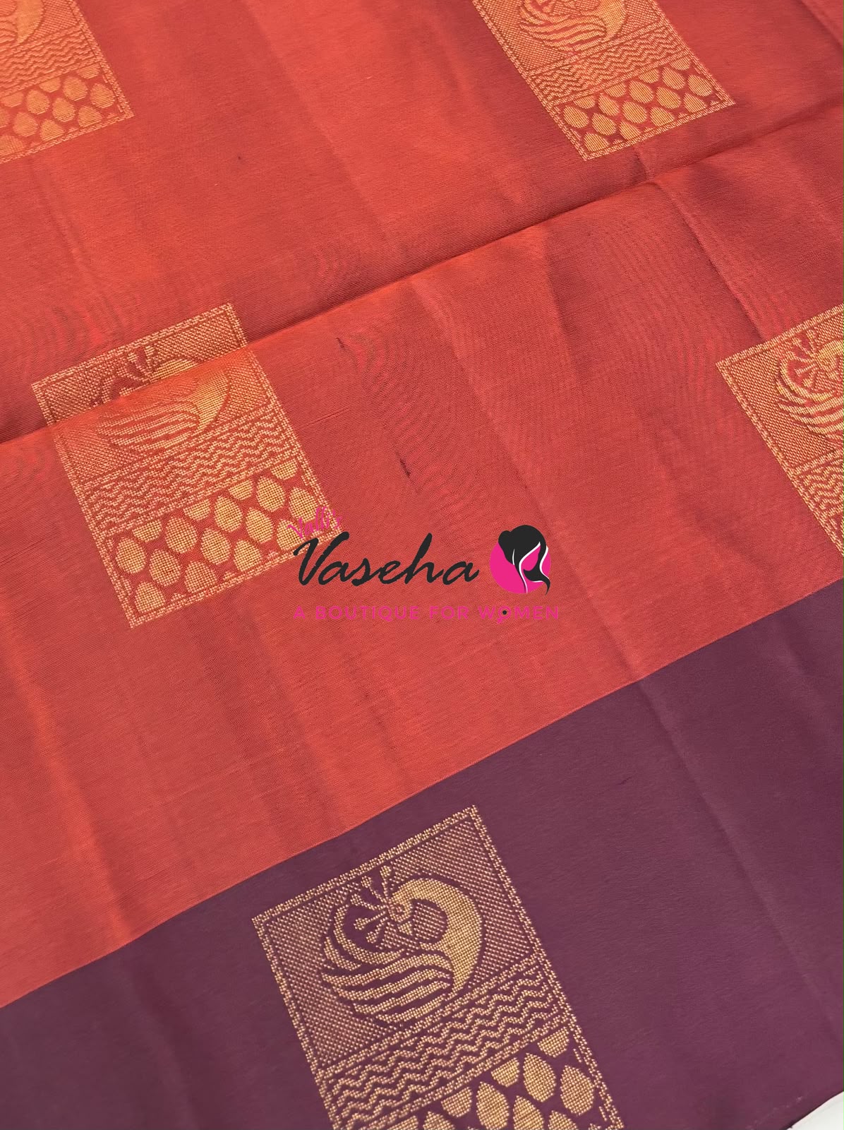 Pure Soft Silk Saree - Rust Orange & Wine Brown - VVPSS091